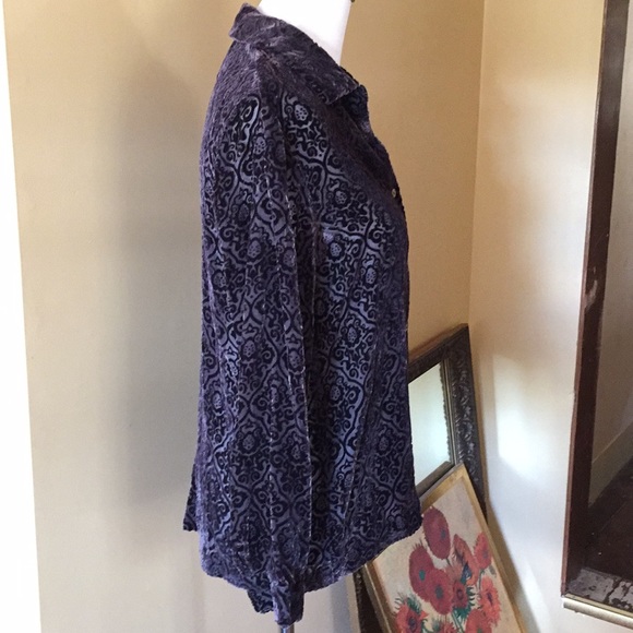 SIGRID OLSEN size Small Silk Velvet Burn-Out Paisley Sexy Elegant WitchyCore - Picture 3 of 8